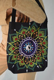 Black Flower Mandala Beach Bag Tote