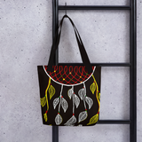 Black Dream Catcher Beach Bag Tote hanging on ladder