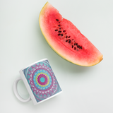 Mandala Art Mug with watermelon for scale