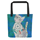 Colorful Zentangle Cat Beach Bag Tote