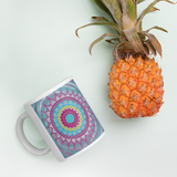 Mandala Art Mug with pineapple for scale