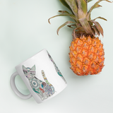 Zen Cat Mug with pineapple for scale