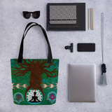 Tree of Life Roots Beach Bag Tote showing possible contents
