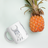 Sacred Geometry Feather Mug with pineapple for scale