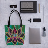 Lotus Flower Beach Bag Tote showing possible contents