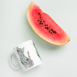 Zen Cat Mug with watermelon for scale