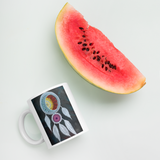 Dream Catcher Mug with watermelon for scale